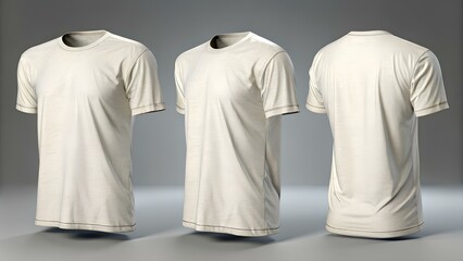 Off white crew neck t shirt mockup three views