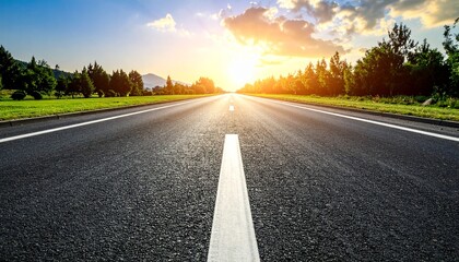 empty asphalt road with sunrsise