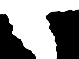 Mountain cliffs silhouette. Black rock hills