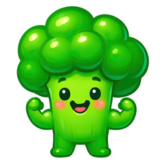Obraz premium Confident Broccoli with Hands on Hips, Cartoon, Cutout Transparent PNG