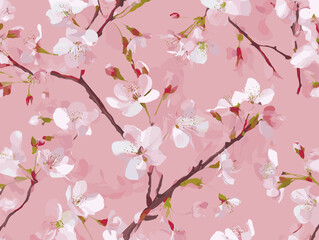 cherry blossom, flower, pattern, floral, seamless, vector, illustration, nature, spring, blossom, design, wallpaper, decoration, flowers, pink, cherry, tree, art, leaf, beauty, plant, texture, branch,