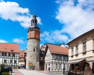 Blick auf die Stadt Stolberg im Harz im Frühjahr