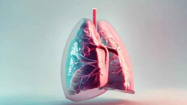 This 3D anatomical model showcases human lungs with intricate vascular details, ideal for educational purposes in biology and healthcare fields.
