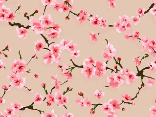 cherry blossom, flower, pattern, floral, seamless, vector, illustration, nature, spring, blossom, design, wallpaper, decoration, flowers, pink, cherry, tree, art, leaf, beauty, plant, texture, branch,