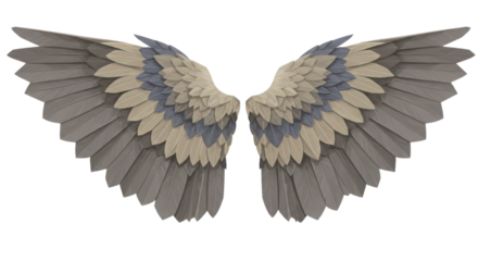 Beige and gray angel wings illustration isolated on white background