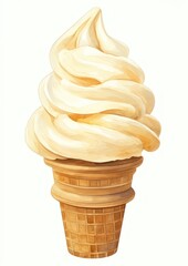 Soft-Serve Cone illustration dessert cream.