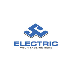 Modern Electric Company Logo with Abstract Blue Symbol