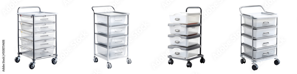 Poster versatile, modern storage carts with multiple drawers, ideal for organization in home or office, fea