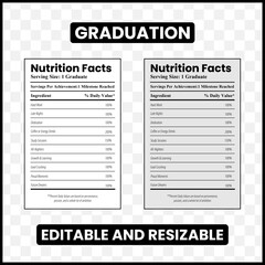 Graduation Nutrition Facts
Graduate label design
Funny graduation label
Graduation infographic
Graduation day nutrition facts
Mock nutrition facts
Graduation party label
Commencement nutrition facts

