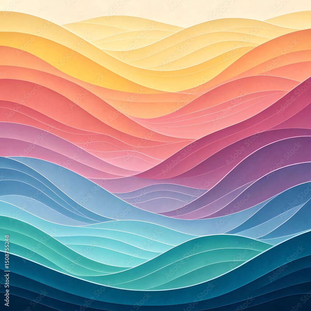 Poster an abstract artwork featuring gradient hues blending seamlessly to create a modern aesthetic. ideal 