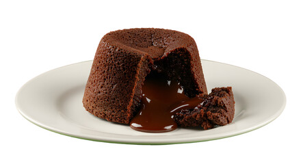 Warm Molten Chocolate Cake on White Plate