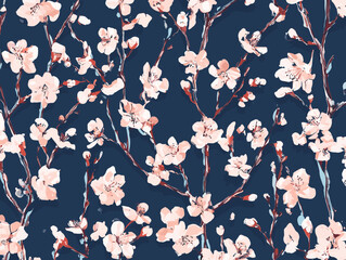 cherry blossom, flower, pattern, floral, seamless, vector, illustration, nature, spring, blossom, design, wallpaper, decoration, flowers, pink, cherry, tree, art, leaf, beauty, plant, texture, branch,