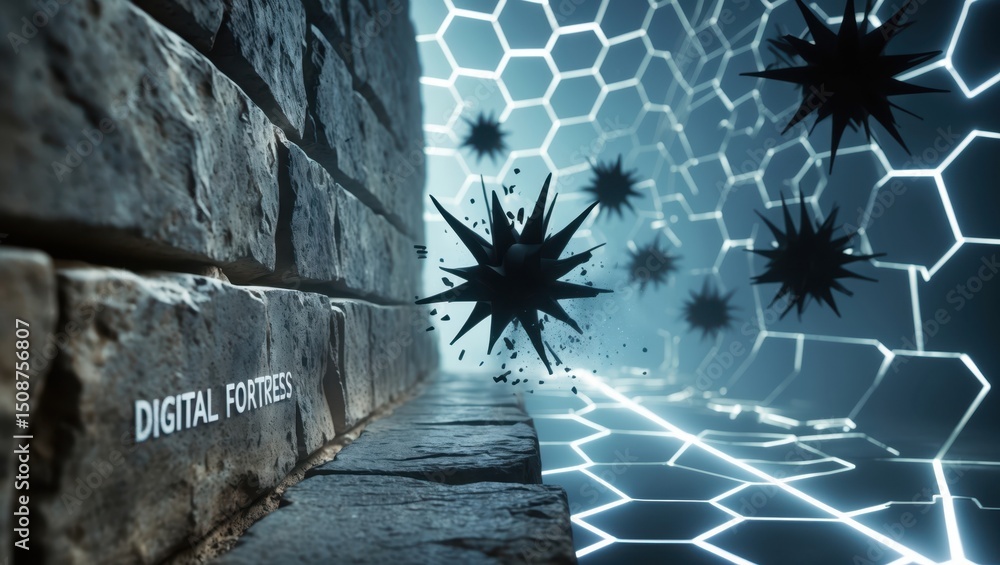 Poster abstract digital security concept with text 