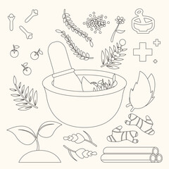 Coloring pages Alternative Medicine illustration 