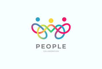 People logo design, Community human Logo with gradient color, people logo design template, vector illustration