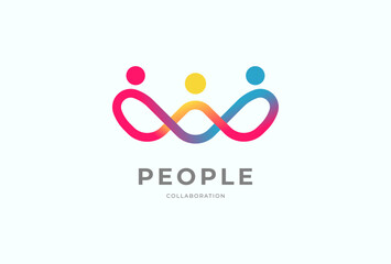 People logo design, Community human Logo with gradient color, people logo design template element, vector illustration