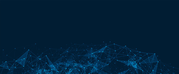 Geometric connected background. Connecting dots and lines. Global network connection. Banner template for technology.