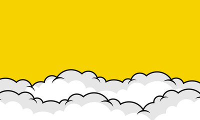 Yellow comic abstract background pop art book or poster background with halftone and clouds effect