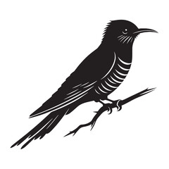 Cuckoo silhouette with open wings – Cuckoo illustration – Minimalist Cuckoo vector – Bird silhouette – Bird vector

