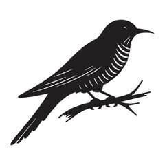 Obraz premium Minimal Cuckoo silhouette with strong presence – Cuckoo illustration – Minimalist Cuckoo vector – Bird silhouette – Bird vector