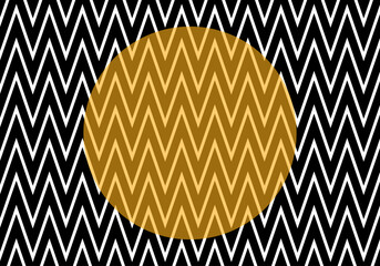 Fondo en zig-zag negro sobre esfera amarilla mostaza