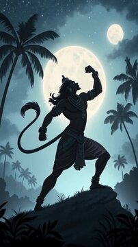 hanuman jayanti warrior with moon