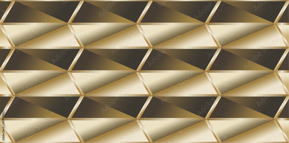 Poster arrangement of lines or geometric planes in the form of triangles, parallelograms with a golden brow