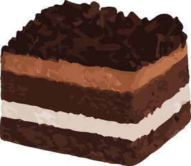 Chocolate Mousse Cake Slice on White Plate