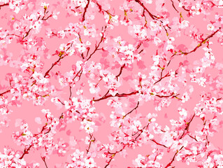 cherry blossom, flower, pattern, floral, seamless, vector, illustration, nature, spring, blossom, design, wallpaper, decoration, flowers, pink, cherry, tree, art, leaf, beauty, plant, texture, branch,