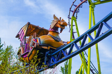 Dragonthemed roller coaster at an amusement park