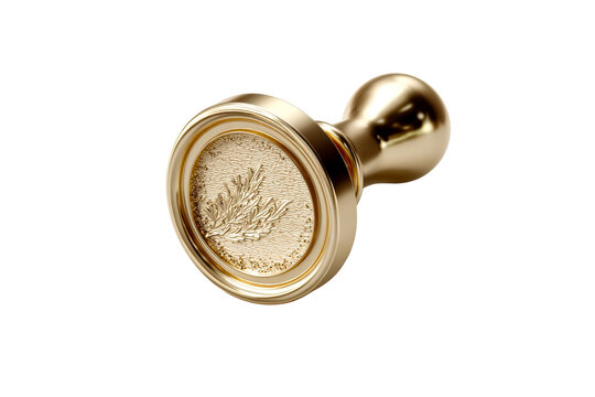 Golden wax seal stamp featuring elegant leaf design