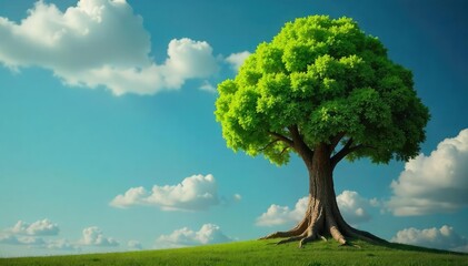 A confident branch head stands proudly in front of a thriving tree, symbolizing growth and leadership within a company or organization The image evokes success and stability , innovation, development