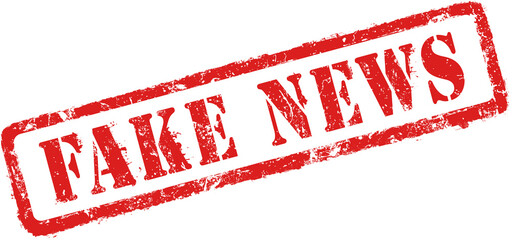 Fake News Red Rubber Stamp - Vintage red Worn Distressed Effect- High resolution