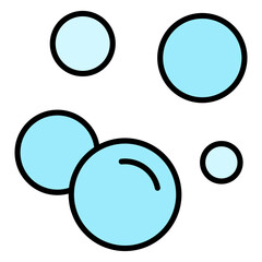 Bubbles Vector Icon: Aqua, Air, Soap, Clean, Fizzy, Underwater Effect. Simple Line Art with Blue Fill.