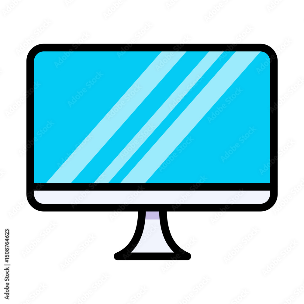 Poster modern computer monitor icon: desktop display screen. technology device for work, gaming, and digita