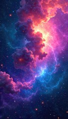 Obraz premium Vibrant, swirling nebula of iridescent colors, ethereal and otherworldly, radiating mystical energy in a cosmic dreamscape , magical, otherworldly