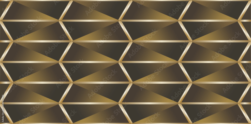 Aufkleber arrangement of lines or geometric planes in the form of triangles, parallelograms with a golden brow