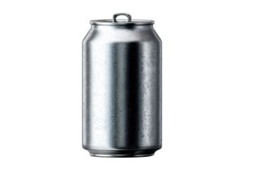 Soda can with condensation on transparent background