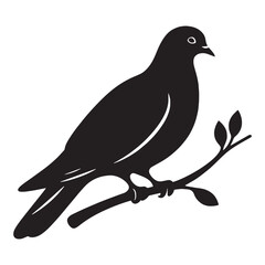 Fototapeta premium Airborne Dove silhouette with gentle wings – Dove illustration – Minimalist Dove vector – Bird silhouette – Bird vector