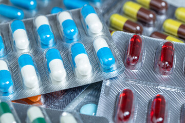 Variety of medicines and drugs.Medicine and healthcare concept.Variety of medicines and...