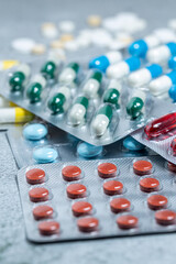 Variety of medicines and drugs.Medicine and healthcare concept.Variety of medicines and...
