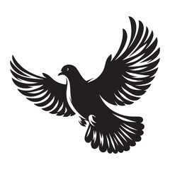 Elegant Dove silhouette with open wings – Dove illustration – Minimalist Dove vector – Bird silhouette – Bird vector

