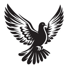 Fototapeta premium Gentle Dove silhouette in peaceful flight – Dove illustration – Minimalist Dove vector – Bird silhouette – Bird vector