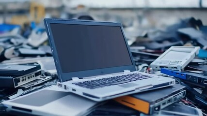 Pile of discarded laptops and computer parts