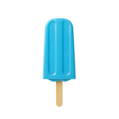 A solid blue popsicle with a wooden stick, isolated on white or transparent background. PNG