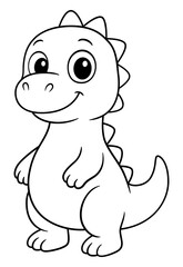 Fototapeta premium Cheerful Little Dinosaur: A captivating outline of a cute dinosaur, perfect for adding a touch of whimsy and charm.
