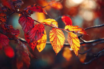 Colorful autumn background, beautiful fall nature wallpaper, red, yellow and orange leaves