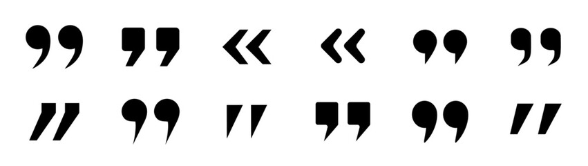 Quotes icon. Quote mark icon set for conversation or definition. Quote speech symbol vector illustration.