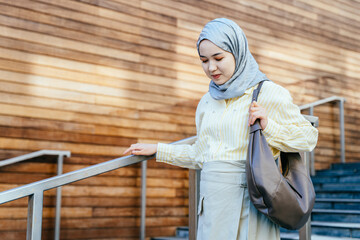 Muslim Woman with Modern City Bag