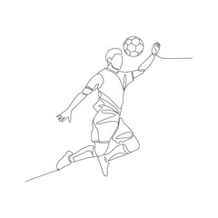 Stylish pose of striker while scoring goal through header!